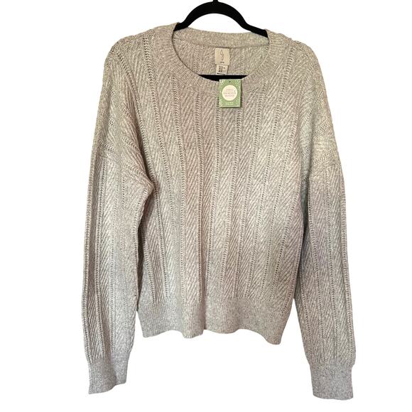 NWT Joie Cable Knit Light Gray Pullover Sweater SZ XL - Picture 1 of 6
